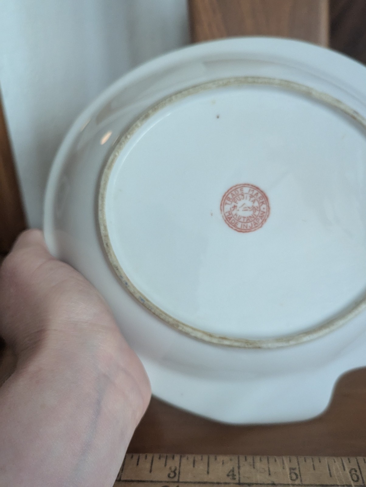 Vtg Kutani Gold Chrysanthemum Flower Japan Blue Trinket Dish Ashtray MCM Art