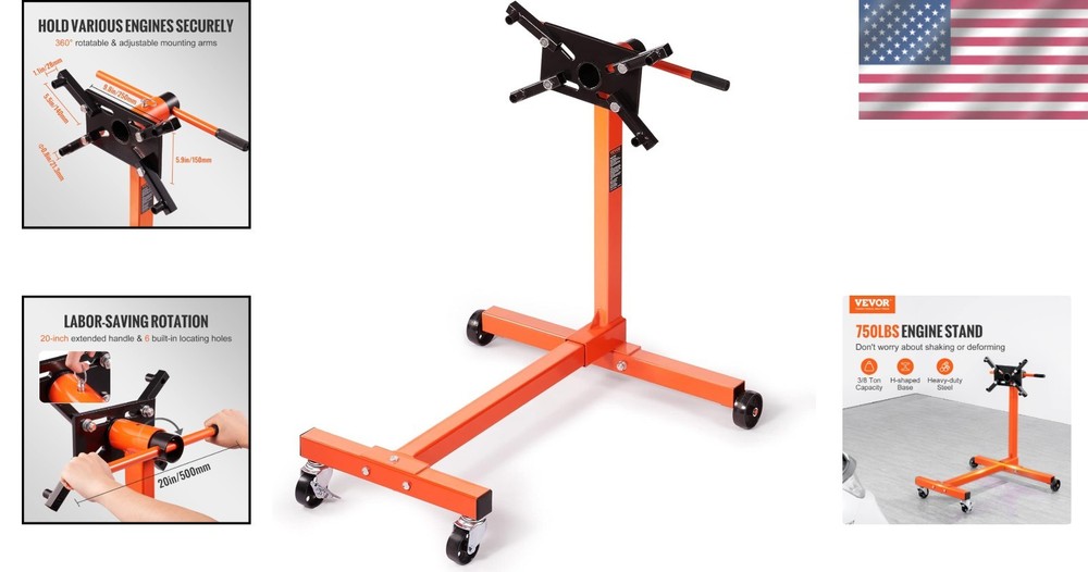 Professional 360° Engine Stand with 4 Adjustable Arms for Efficient Repairs