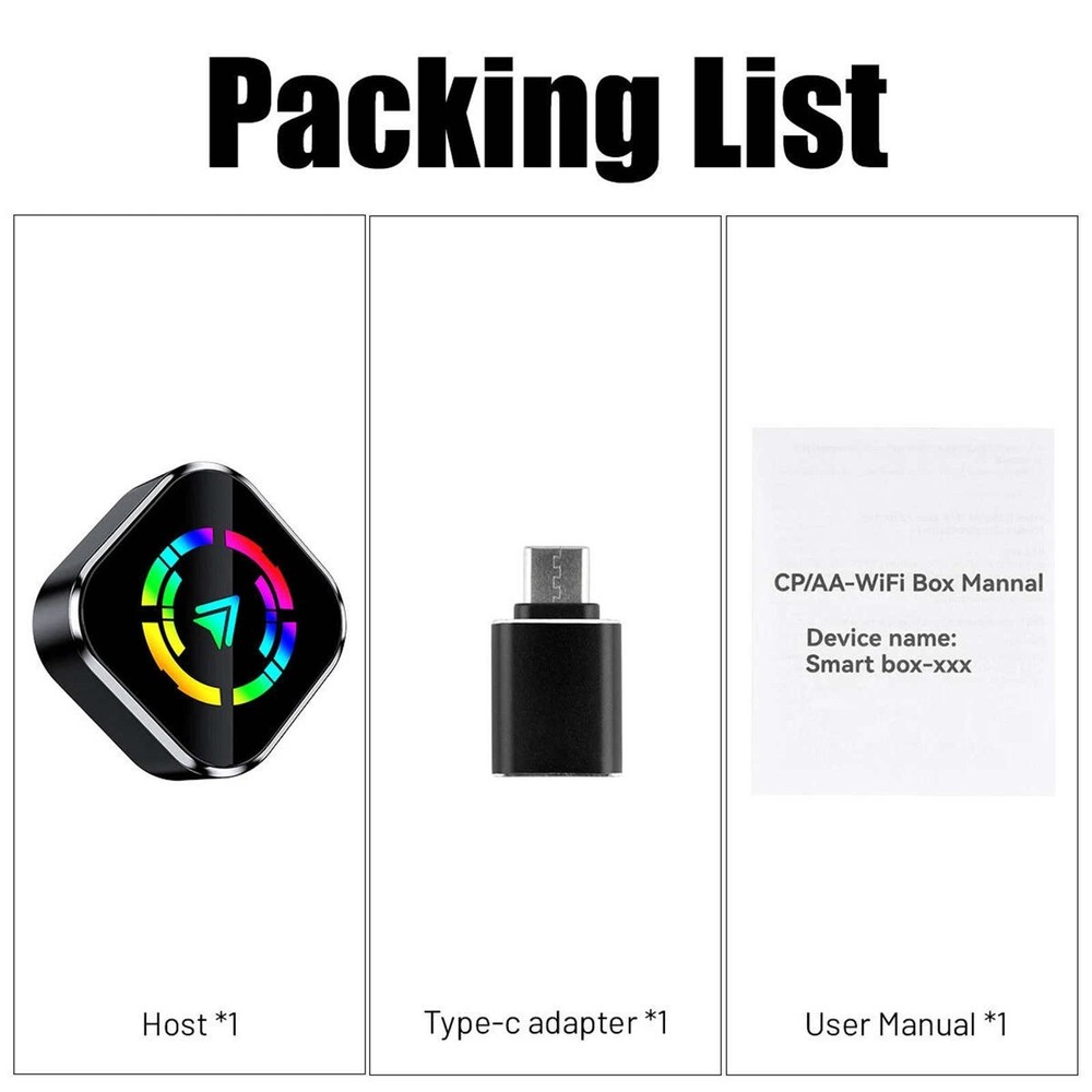 For Apple CarPlay Android Auto Wireless USB Adapter Dongle Bluetooth WiFi Unit