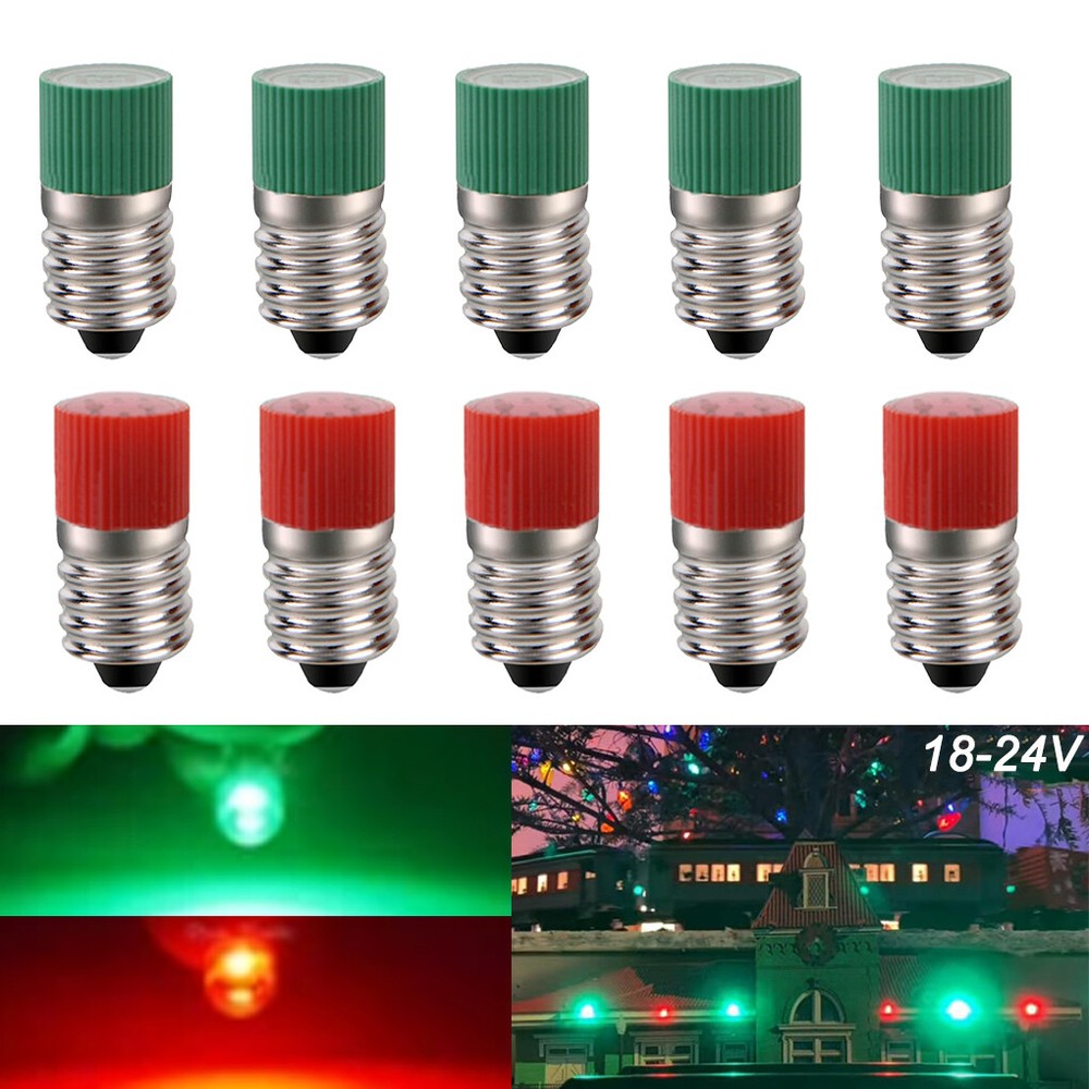 5Pcs Red & 5Pcs Green LED Bulbs Light 18 Volt Replace For Lionel 022 Controller