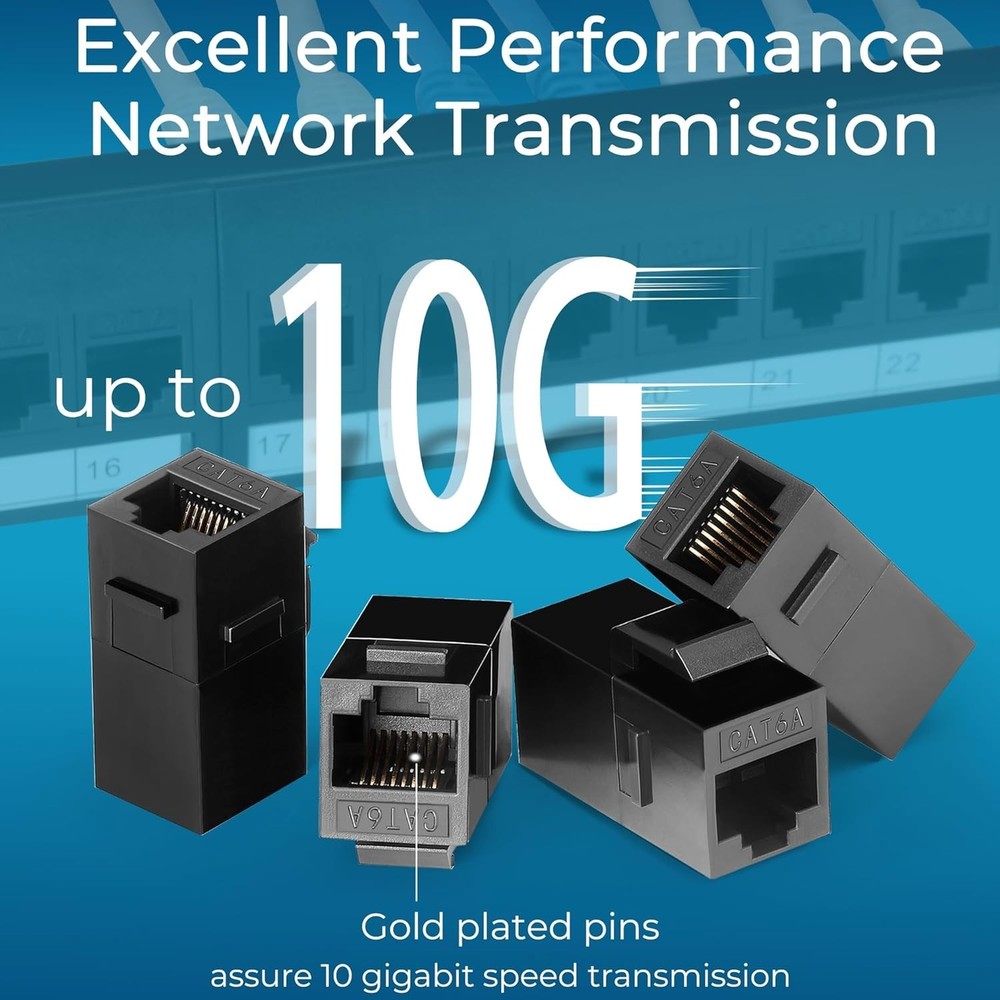 Patch Panel 24 Port Cat6A with Inline Keystone 10G Support, Pass-Thru Coupler...