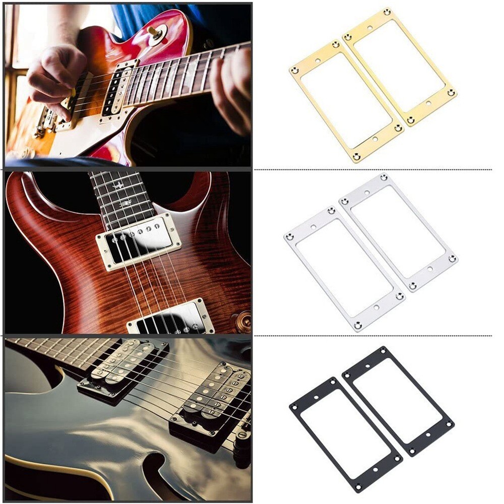 2Pcs Guitar Humbucker Pickup Mounting Ring Frame Bridge Neck Flat Bottom