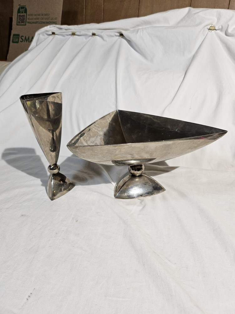 Namford Silverplated Triangular Bowl & Wine Cup Brass Collectible 🔥