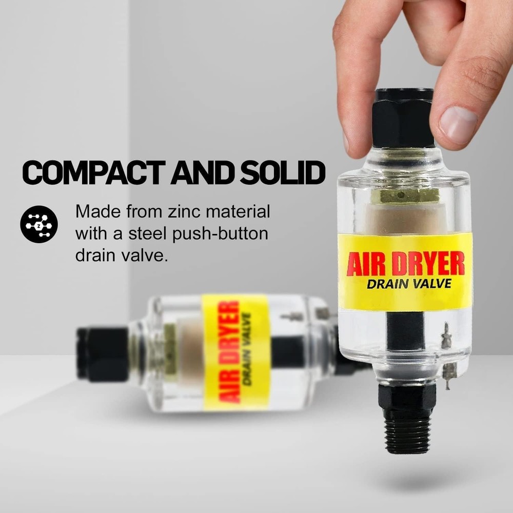 Compact Air Tool Moisture Protector with Push Button Eject - 1/4" NPT Design