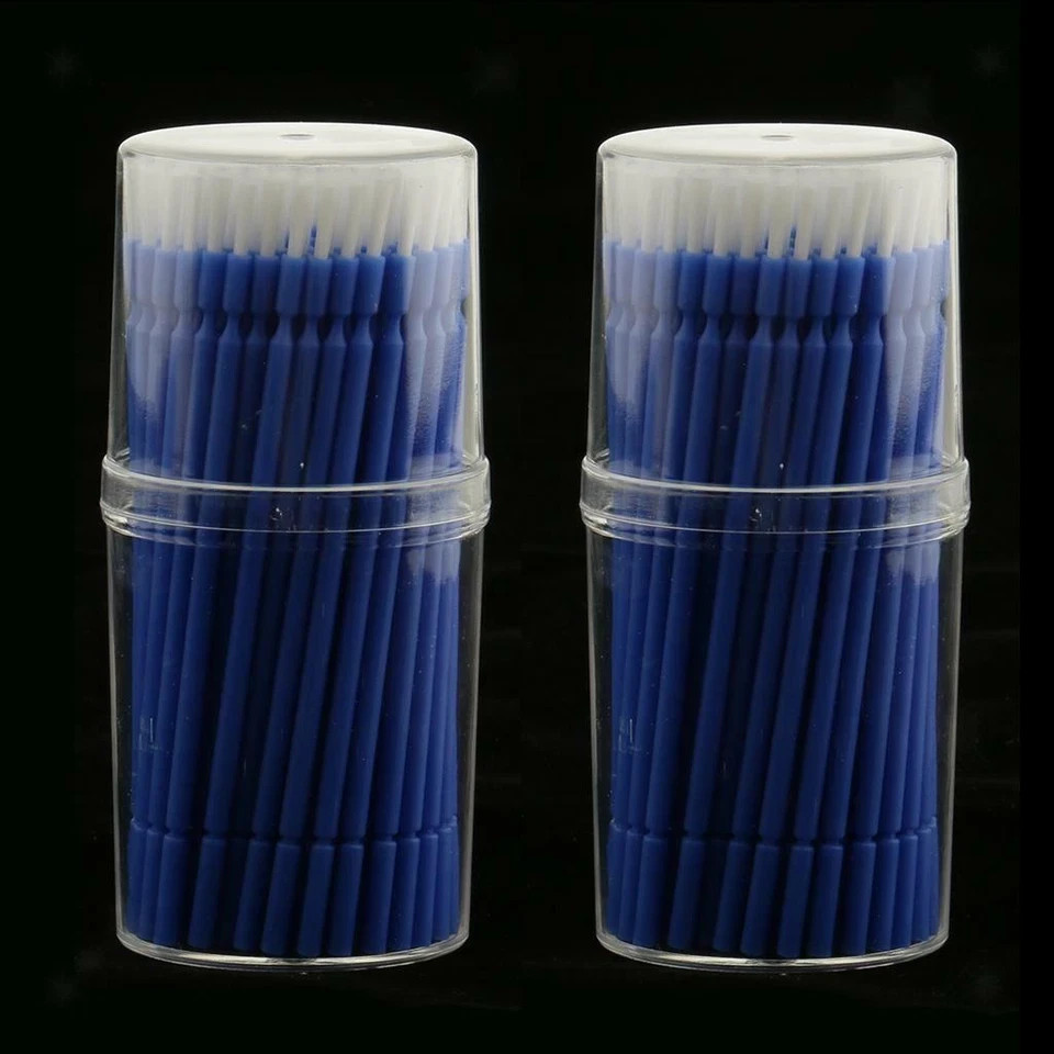1000Pcs Dental Disposable Micro Brush Bendable Applicator Tips Long Handle Blue