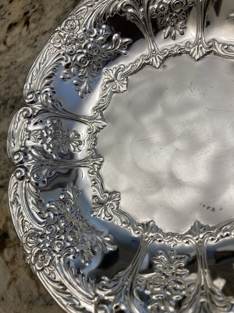 Vintage EP Brass Germany Brushed Silver Plate Small Bowl/Candy Dish 6”