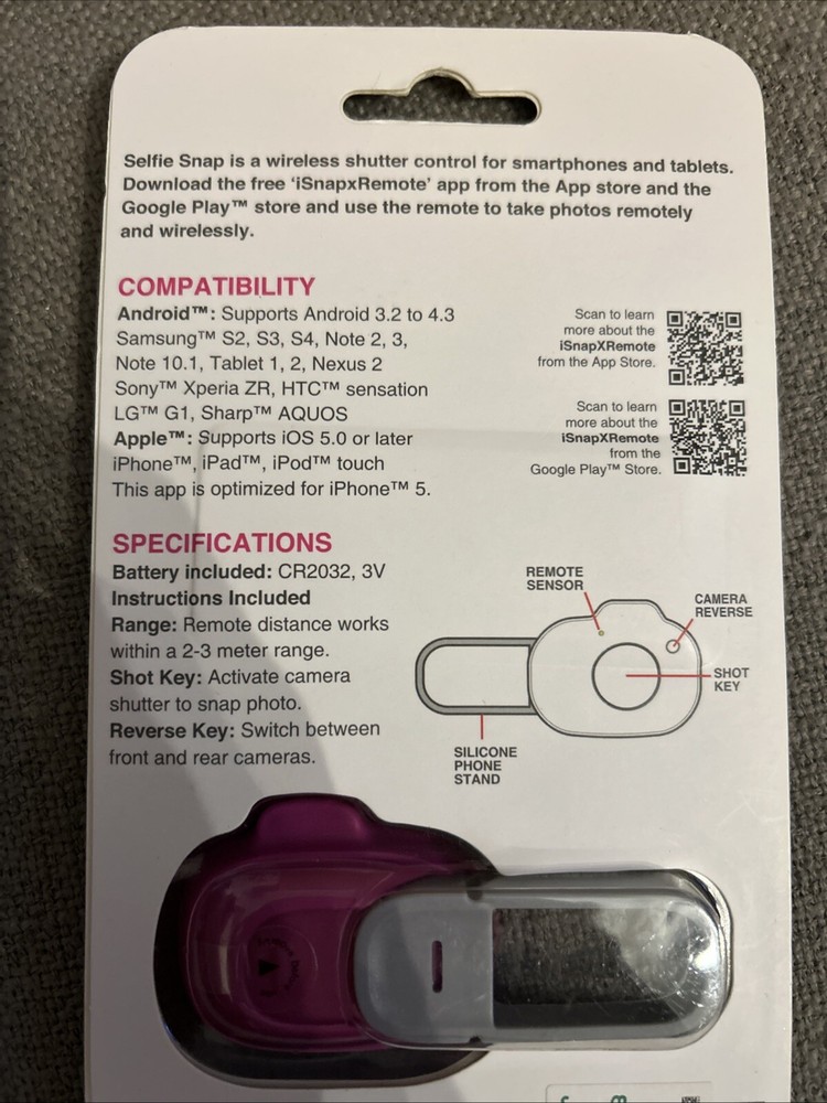 Selfie Snaps DCI Wireless Shutter Control for Smartphones New in Package