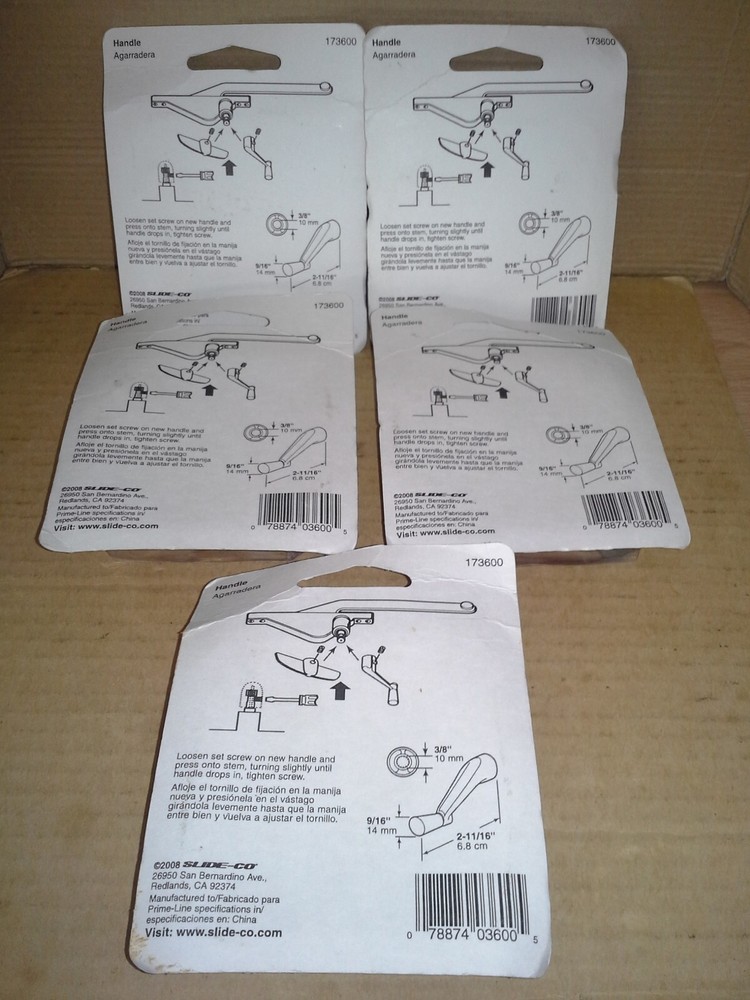 5PK. Slide-Co 173600 Crank Handle, 3/8" Spline Socket. New-Damaged packaging