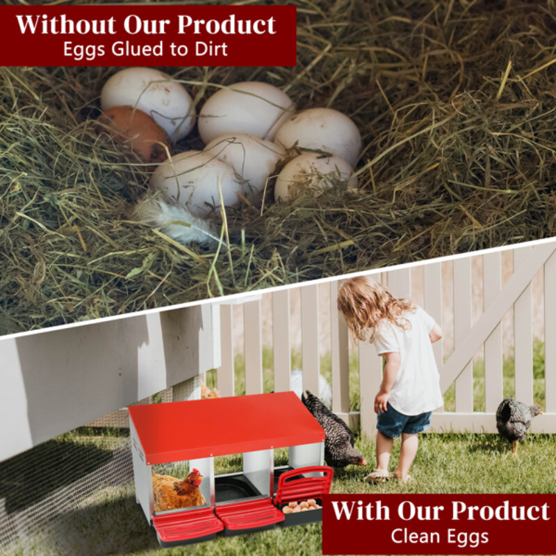 3 Compartment Roll Out Chicken Nesting Box with Plastic Basket Egg Nest Coop Box