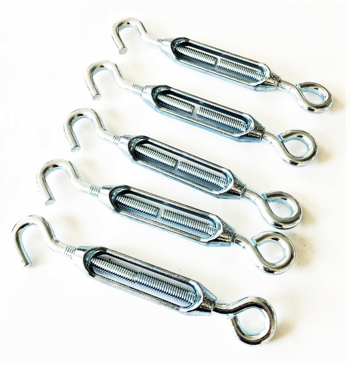 5pcs TURNBUCKLE 3/8" x 7-5/8" ZINC PLATED STEEL EYE HOOK TURN BUCKLES #52159