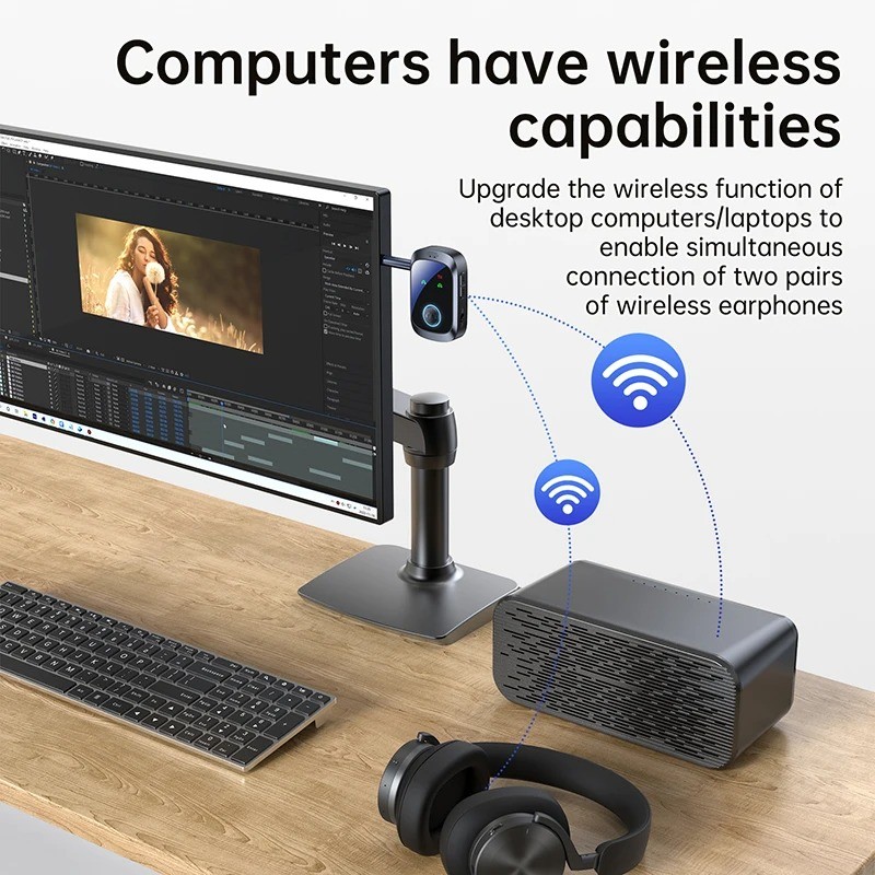 Wireless Bluetooth 5.4 Transmitter Call Music Receiver Adapter 3.5mm Aux Audio