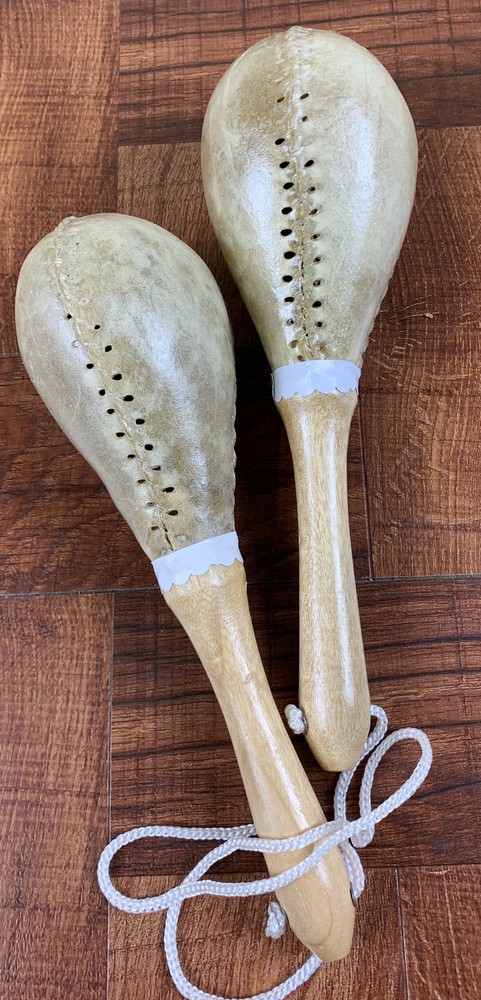 Maracas Leather, Painted Natural Color, Salsa Model.#5