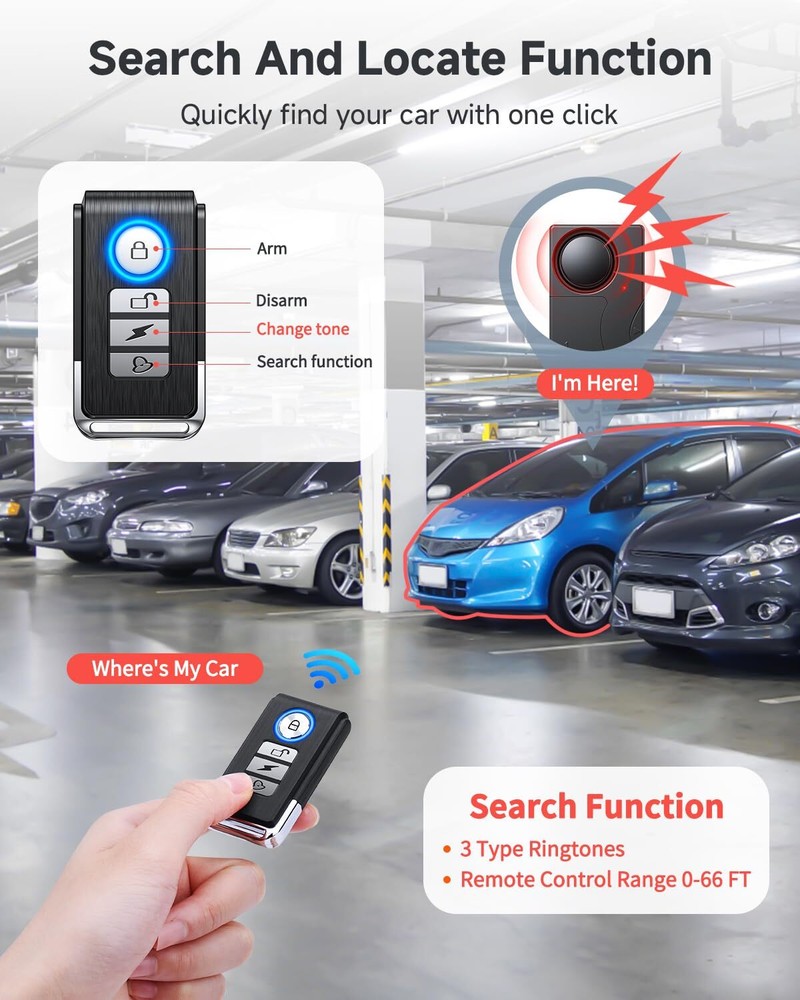110dB Wireless Car Alarm System with Adjustable Sensitivity for Vehicle