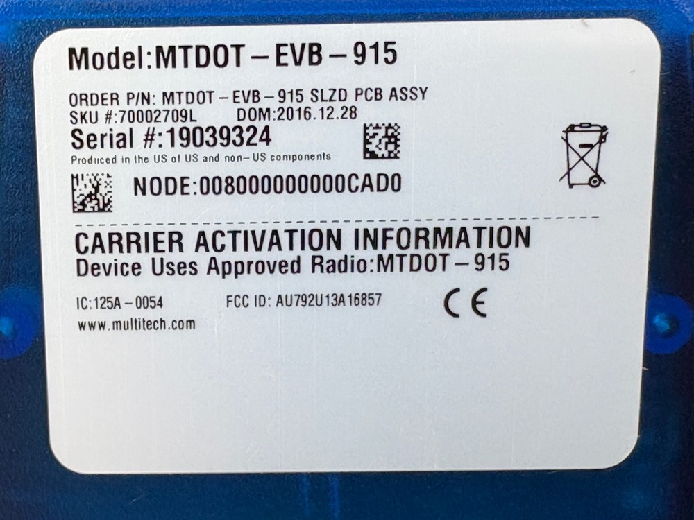 Pre Owned | MultiTech mDot MTDOT-EVB-915 915MHz LoRa Evaluation Board