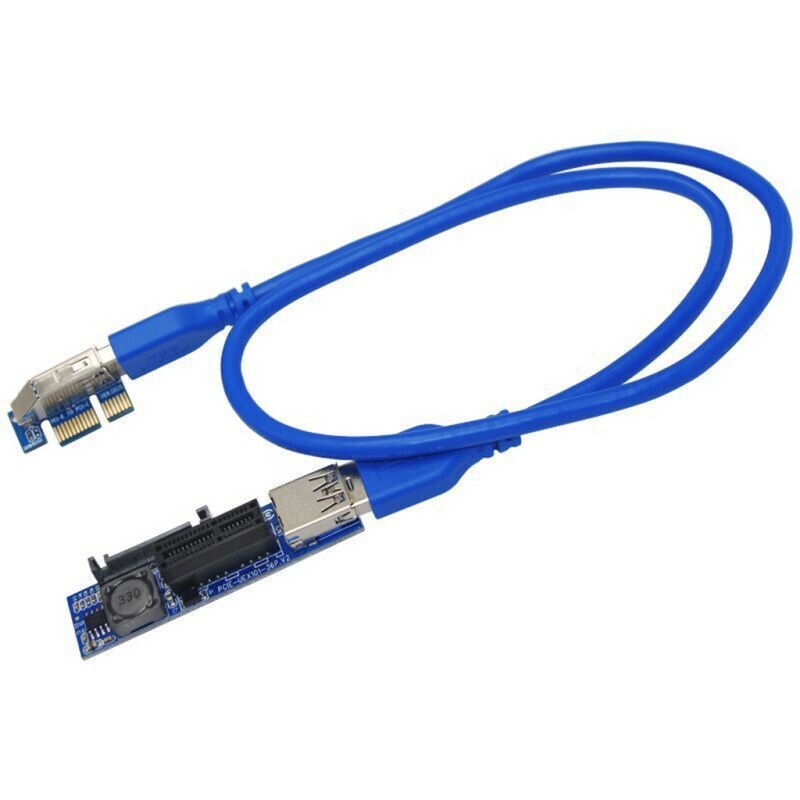 Mini Extender Cable 4pin PCI-E PCI Express Extension1X Riser Card Power USB 60cm