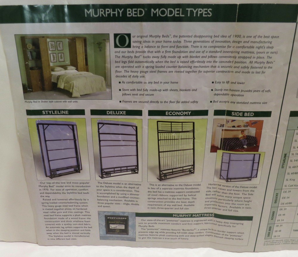 Pair (2) Original Murphy Wall Bed Heavy Duty Balancing Springs