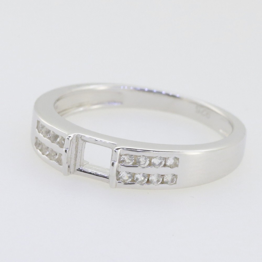 Sterling Silver Semi Mount Ring Setting Princess SQ 4.5mm Band Ring