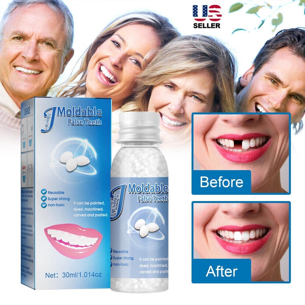2×Resin False Teeth Solid Glue Temporary Tooth Repair Moldable Teeth Gap Denture
