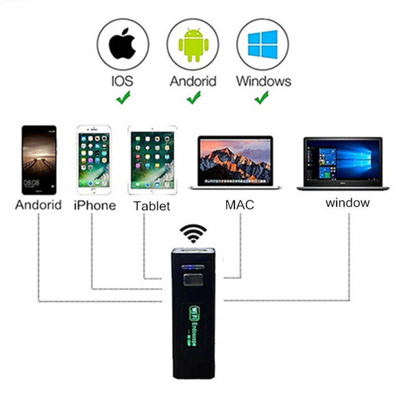 HD 8 LED Endoscope Borescope Inspection WiFi Camera Scope For iPhone Android PC