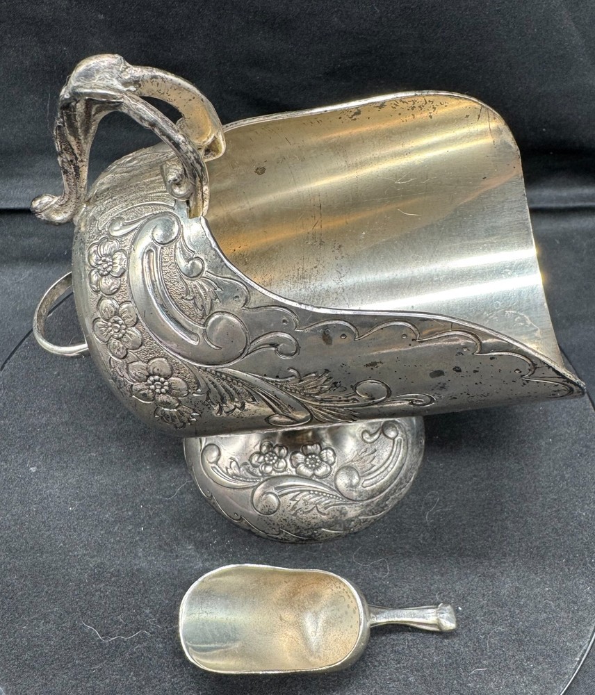 Silverplate Sugar Scuttle with Scoop Sugar Dish Sugar Bowl