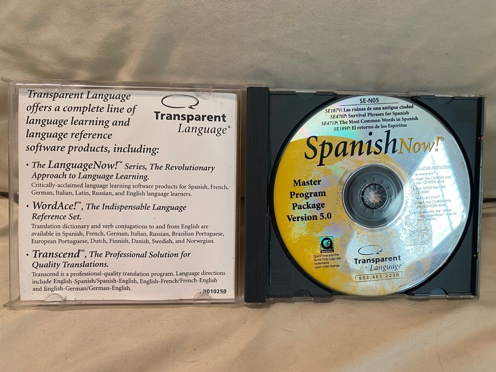 Transparent Language Spanish Now! CD ROM 2 Disk Lot