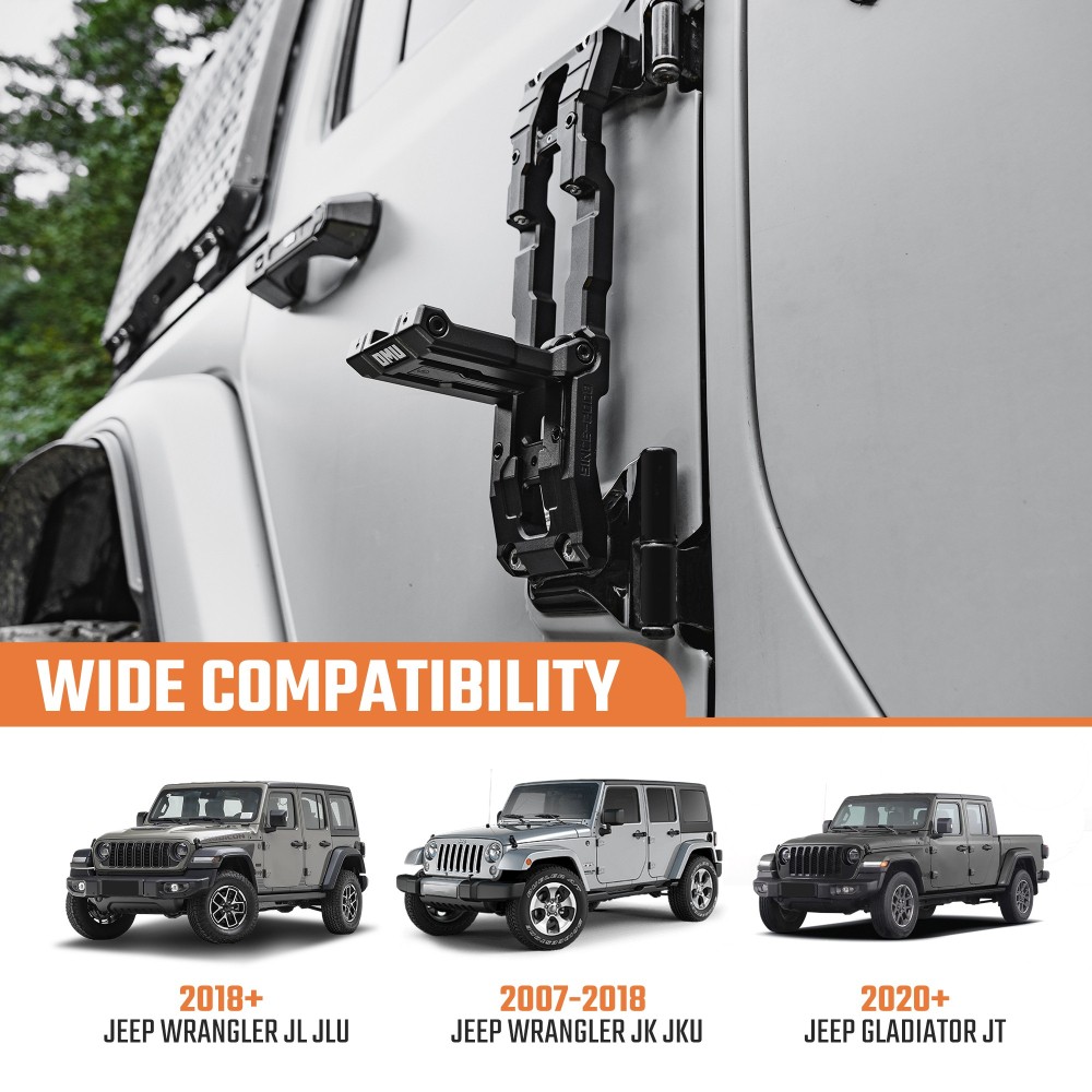 Foldable Carbon Fiber Door Hinge Step for 07-26 Jeep Wrangler JK JL Gladiator JT