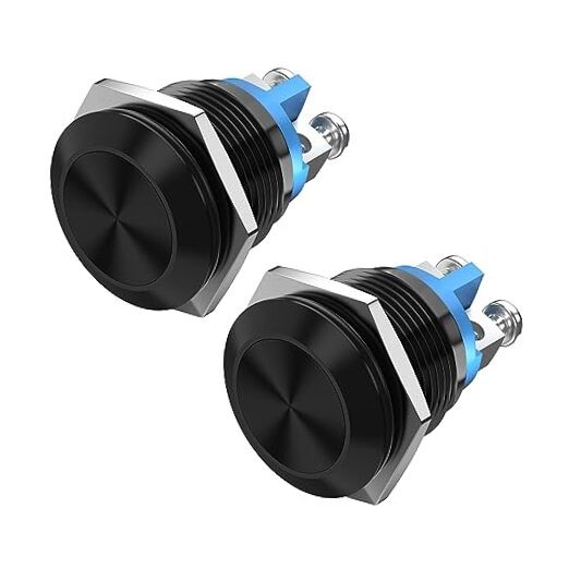 16MM Momentary Push Button Switch 12V 5A Screw Terminals Waterproof Black-2