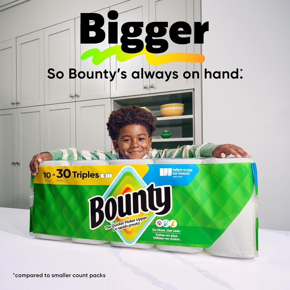 Bounty Select-A-Size Paper Towels Prints 2 Triple Rolls = 6 Regular Rolls