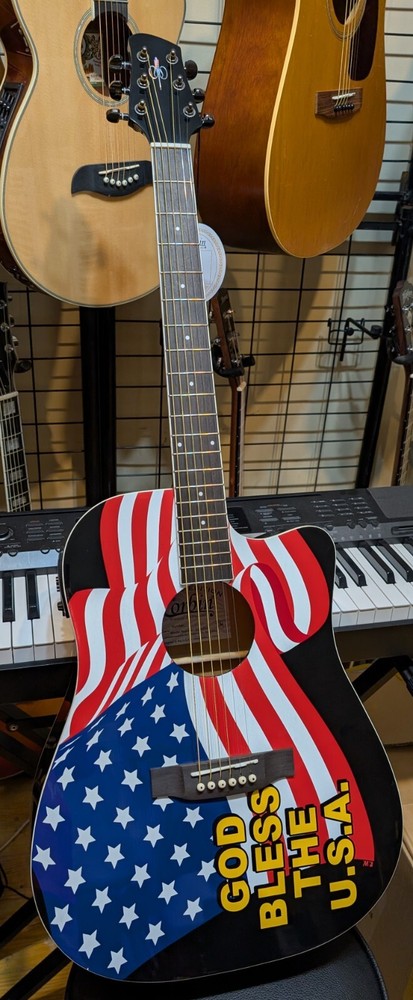 Corbin Pro GBA2024 American Flag Acoustic Electric Dreadnought Guitar