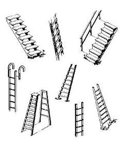 Central-Valley Steps amp; Ladders Set - HO-Scale (4) - HO Scale Model Railroad