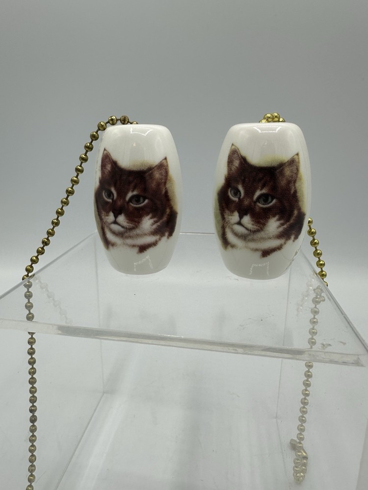 Ceiling Fan Pull Chain White Ceramic Cat Face