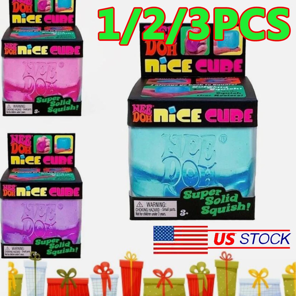 Nee Doh Nice Cube - Super Solid Squish Blue,Pink,Purple 1/2/3Pcs