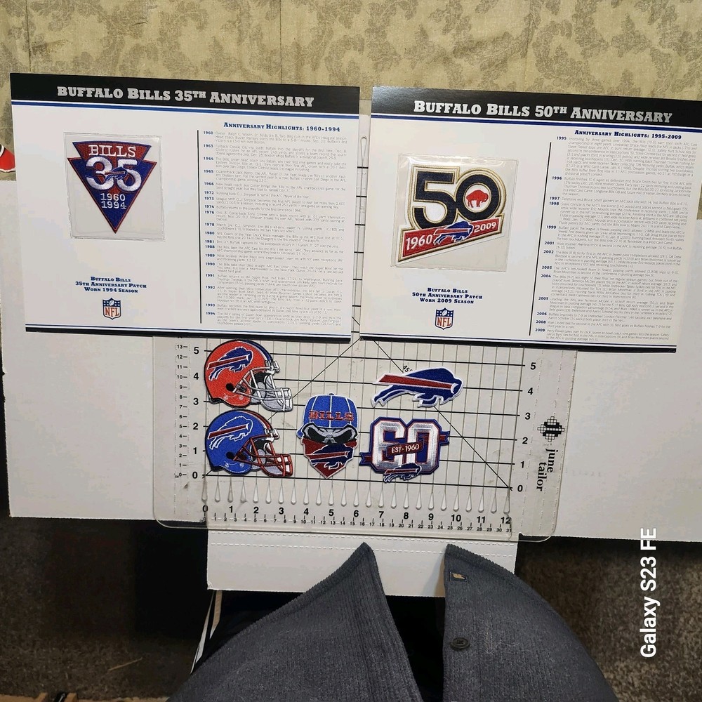BUFFALO BILLS VINTAGE 35TH & 50TH ANNIVERSARY PATCHES + 5 OTHERS /PLAYOFF