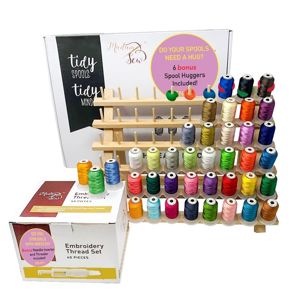 60-Spool Sewing Thread Rack for Spools of Thread – Standing or Wall Mount Emb...