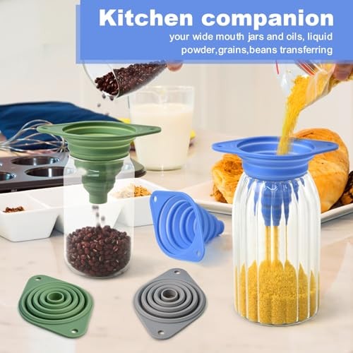 Kitchen Funnel Set 3 Pack Silicone Collapsible