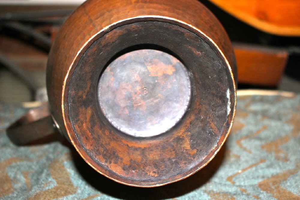 Antique Middle Eastern Arabic Hammered Copper Water Pitcher W/Lid-Primitive