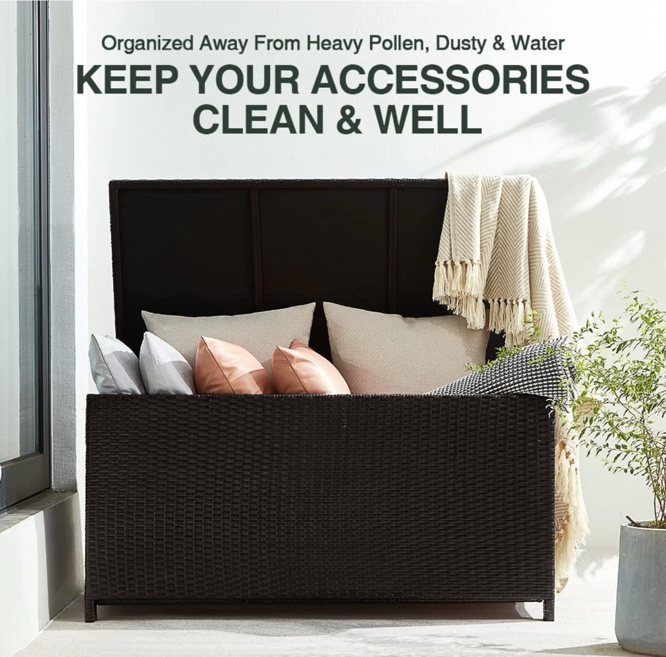 120-Gallon All-Weather Resin Outdoor Storage Deck Box L47.2"xW24.4"xH24 Black