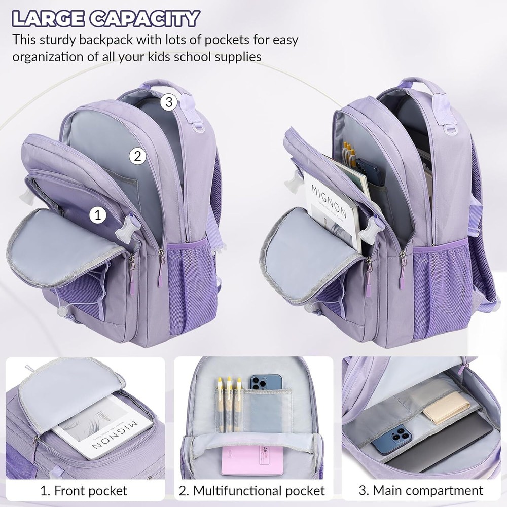 Lanola Basic Multi-Pocket Multipurpose Casual Backpack Water Dark Blue