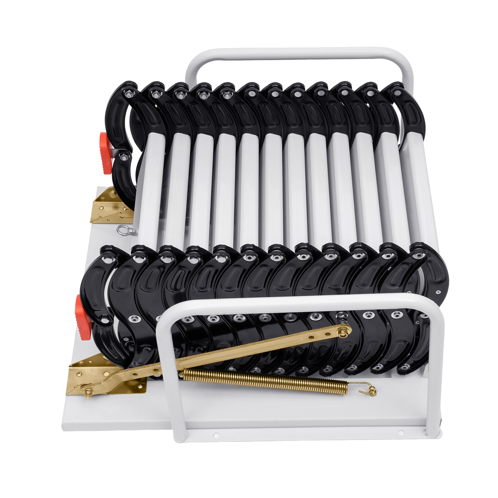 10ft Pull Down Folding Attic Ladder 12 Steps Anti-slip Wall-mounted Stairs