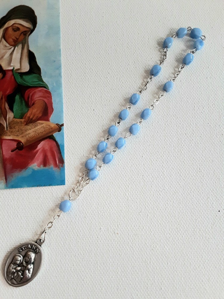 St. Anne Chaplet / Rosary, 6", with Prayer Card, Instructions