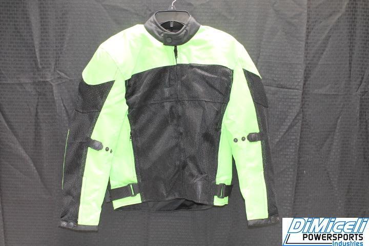NEW MEDIUM M LIME GREEN POLYESTER MESH ARMOR MOTORCYCLE JACKET *JACKET RUN SMALL