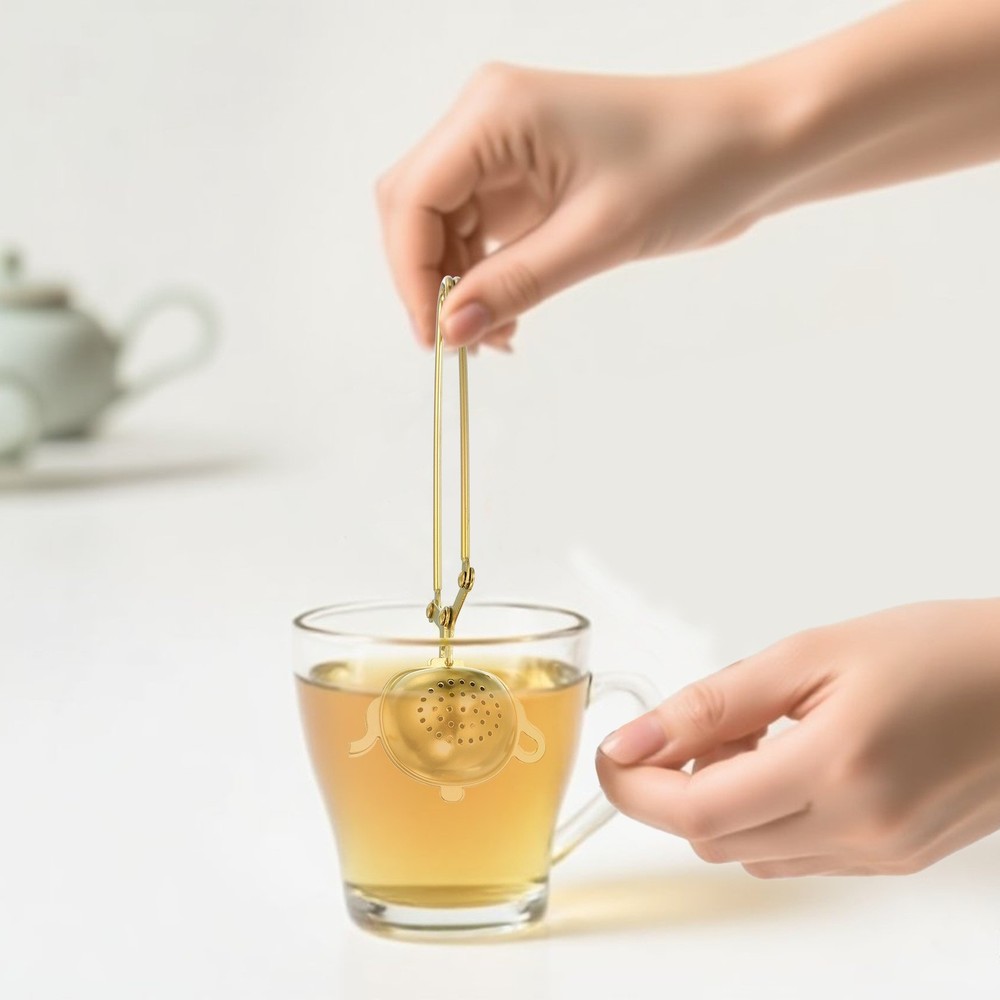 2Pcs Stainless Steel Long Handle Tea Infuser Shell shaped Gold