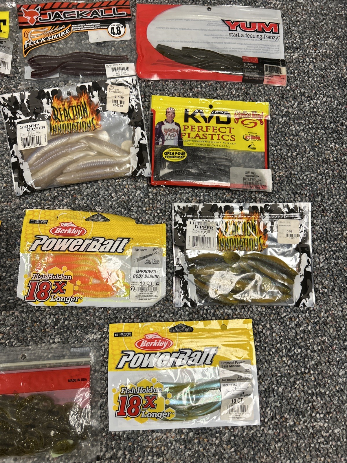 Bass Fishing Lures Soft Plastics Worm Lot RoboWorm Powerbait Yum Jackall Rival