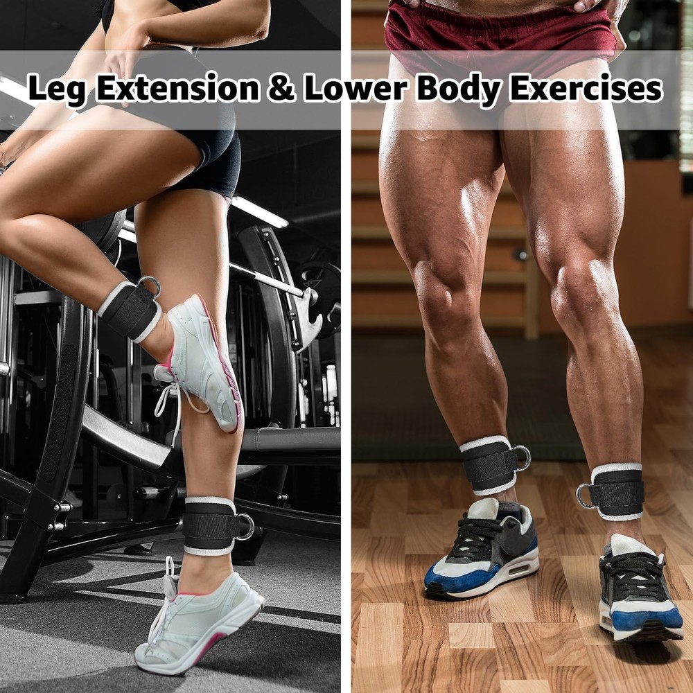 Adjustable Ankle Straps for Cable Machine Glute Kickbacks & Leg Workouts