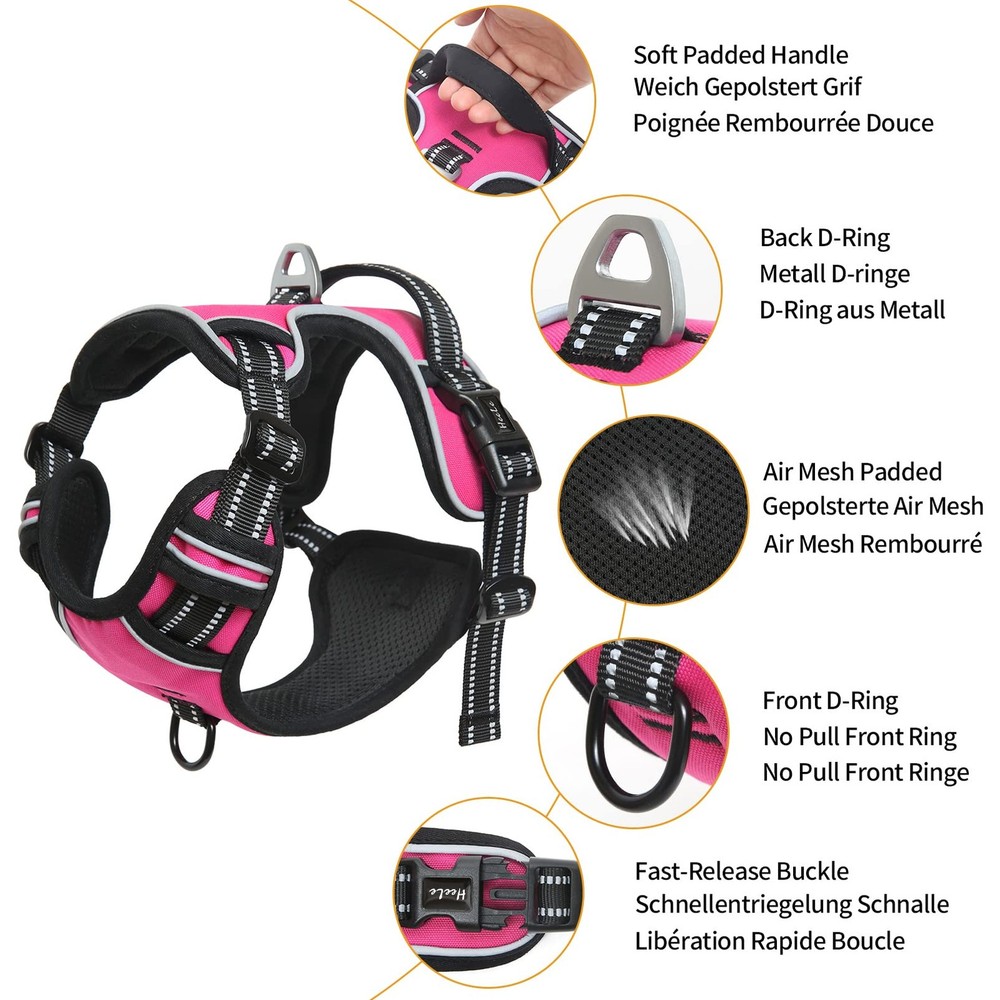 Dog Harness, No Pull Adjustable Padded Reflective Harness for Small Medium La...