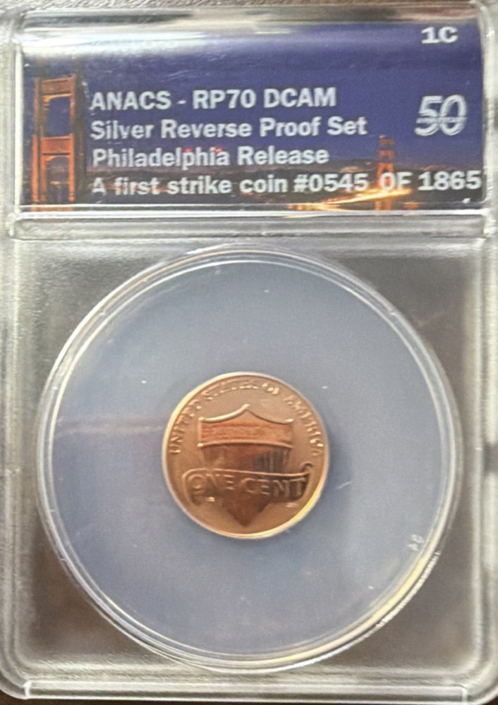 2018 Lincoln Shield Cent ANACS RP70 DCAM Silver Reverse Proof Set Philadelphia
