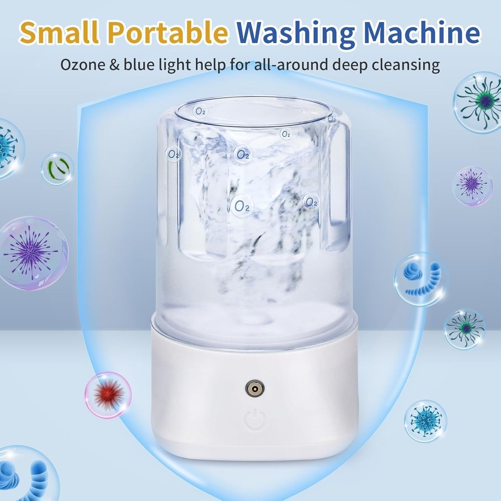 Mini Portable Washing Machine - USB Rechargeable 1L Small Washer with 2 Modes...