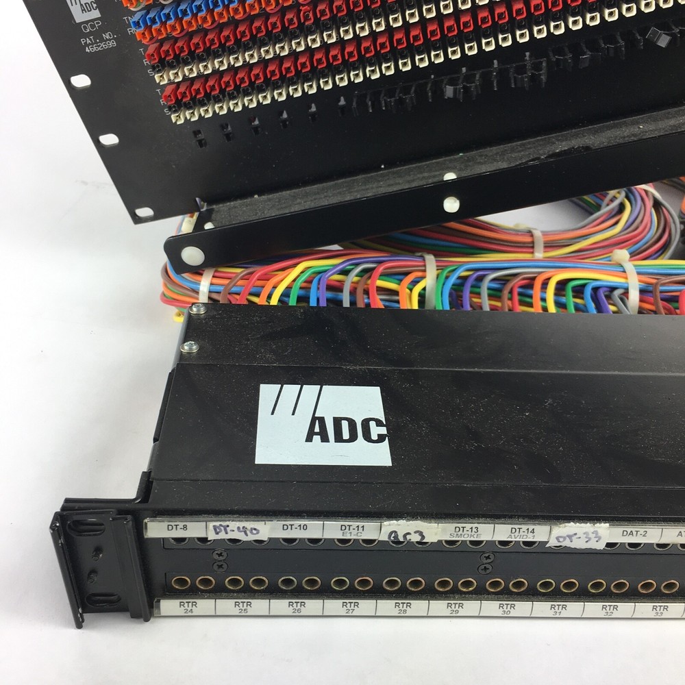 ADC 96 Bantam TT patchbay connected to ADC UP-96NMKII PPC RACKMOUNT PATCHBAY