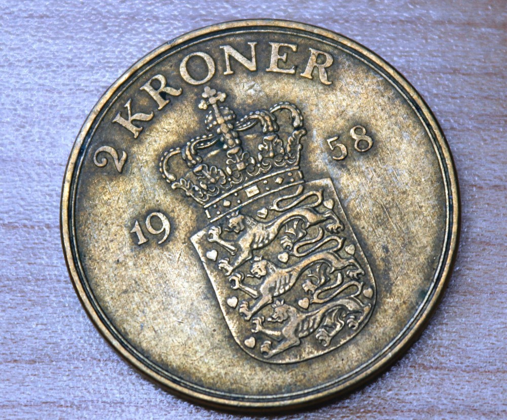 1958 Denmark 2 Kroner Frederik IX