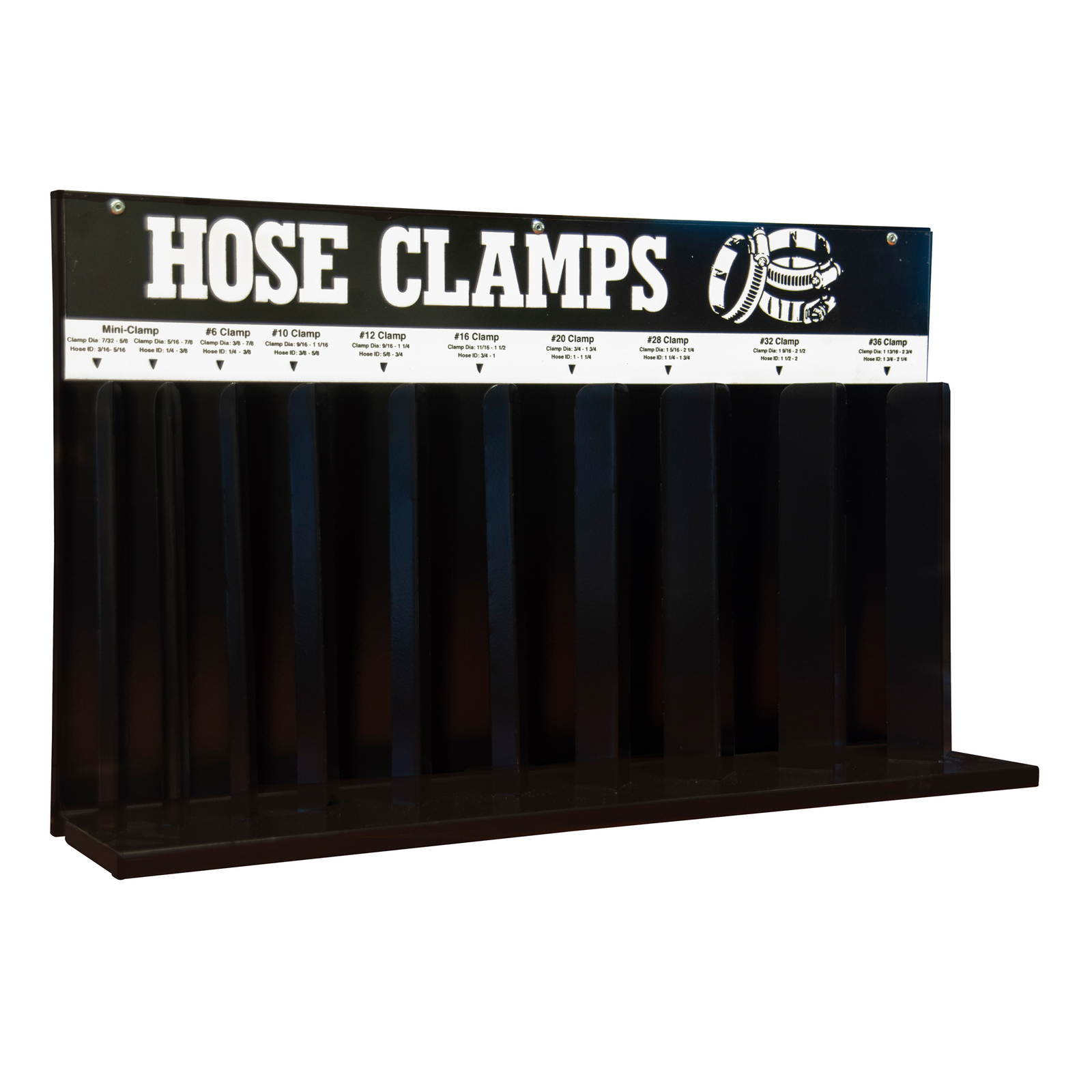 Durham 906-08-S129, 10 Loop Hose Clamp Rack, 23.25"W x 16.13"H x 5.38"D